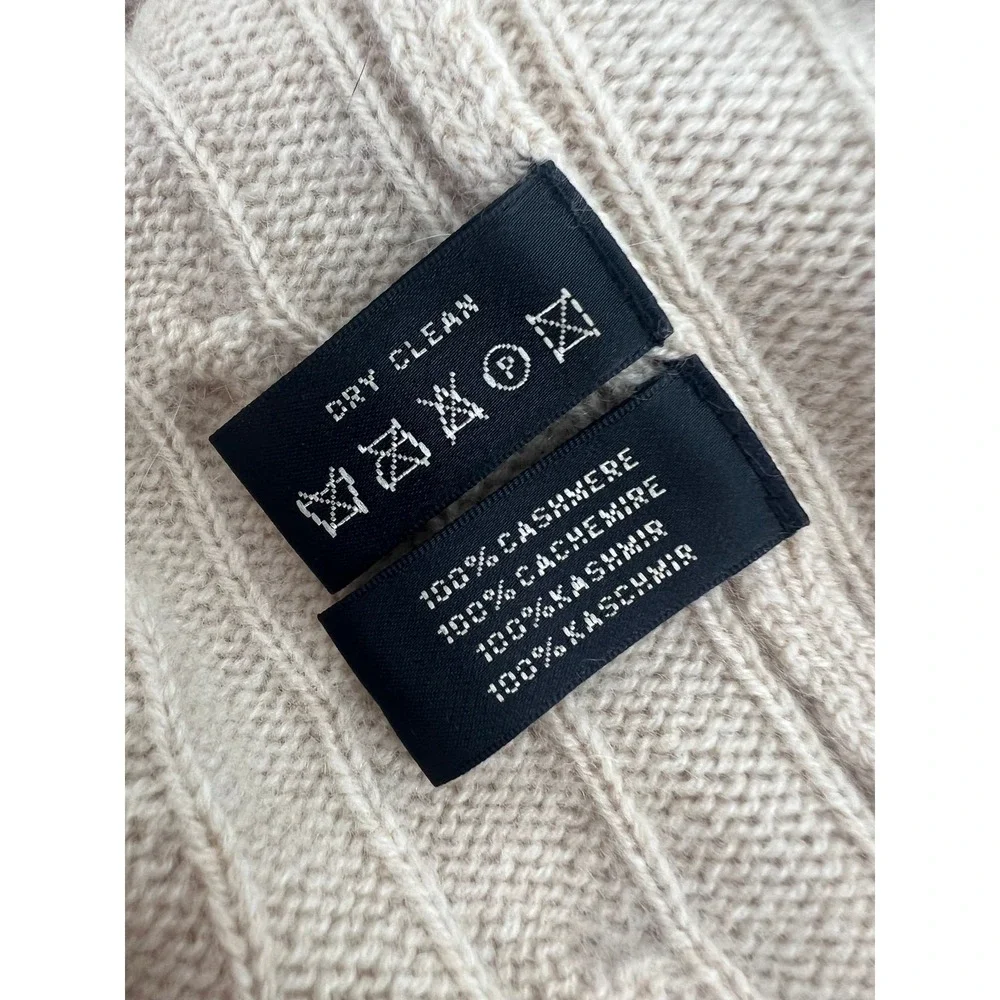 Ralph Lauren Black Label Cashmere Cable Knit Sweater Beige M